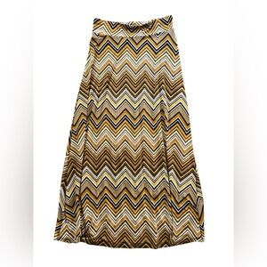 Veronica M Chevron Maxi Skirt in Mustard, Black & Cream